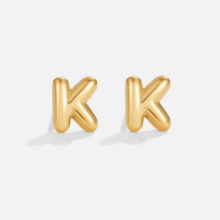 Gold Bubble Letter Earrings