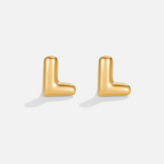 Gold Bubble Letter Earrings