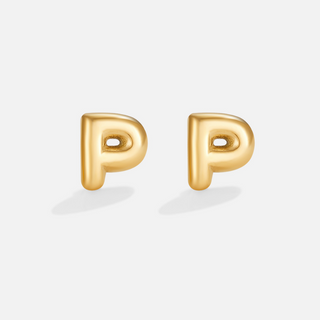 Gold Bubble Letter Earrings