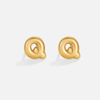 Gold Bubble Letter Earrings