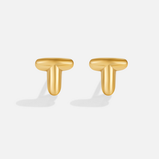 Gold Bubble Letter Earrings