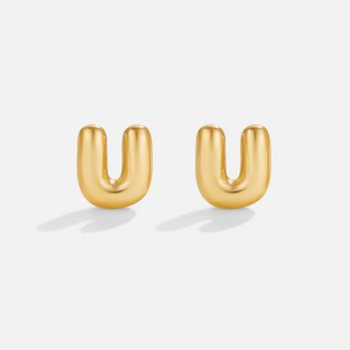 Gold Bubble Letter Earrings