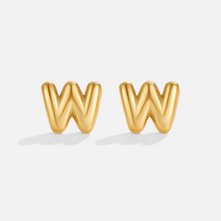 Gold Bubble Letter Earrings