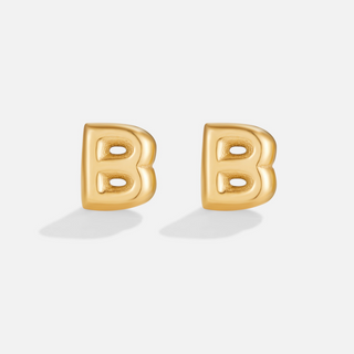 Gold Bubble Letter Earrings