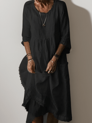 Women's 3/4 Sleeve A-Line Midi Dress