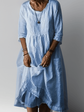 Women's 3/4 Sleeve A-Line Midi Dress
