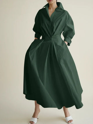 Women's Belted A-Line Midi Dress
