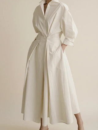 Women's Belted A-Line Midi Dress