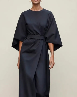 Women's Belted Wrap Midi Dress