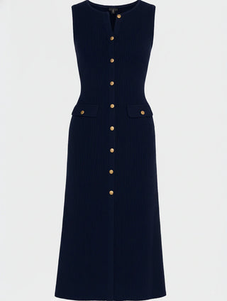 Women's Button-Front A-Line Midi Dress