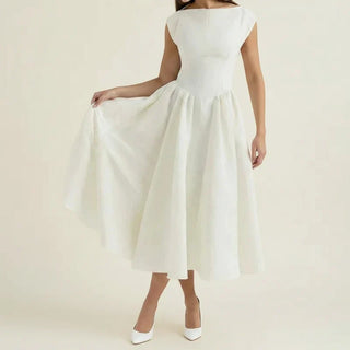 Women's Cap Sleeve A-Line Midi Dress