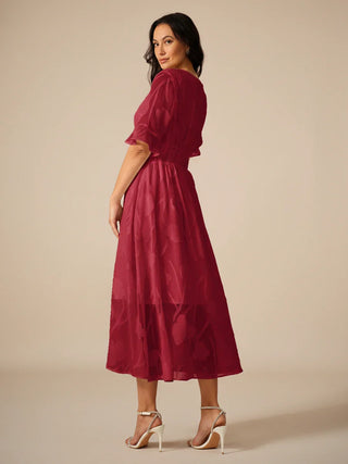 Women's Floral V-Neck A-Line Midi Dress