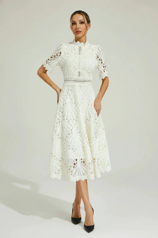 Women's High Neck A-Line Midi Dress