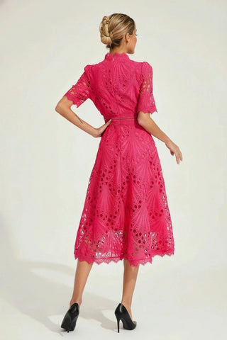 Women's High Neck A-Line Midi Dress