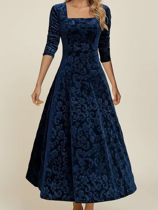 Women's Long Sleeve A-Line Midi Dress