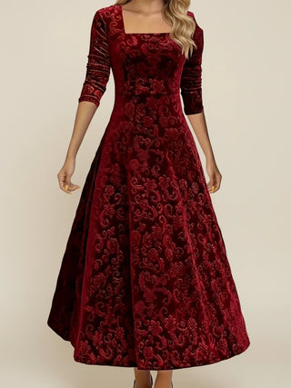 Women's Long Sleeve A-Line Midi Dress