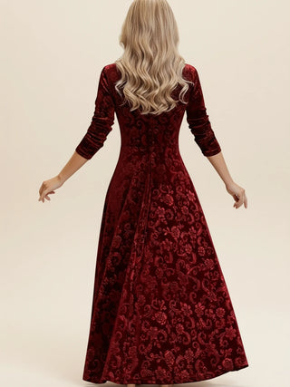 Women's Long Sleeve A-Line Midi Dress