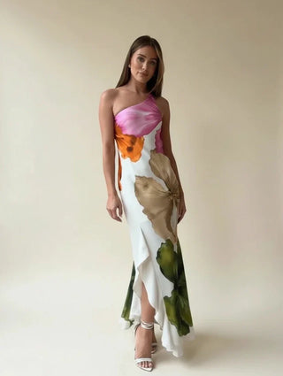 Women's One-Shoulder Slip Maxi Dress