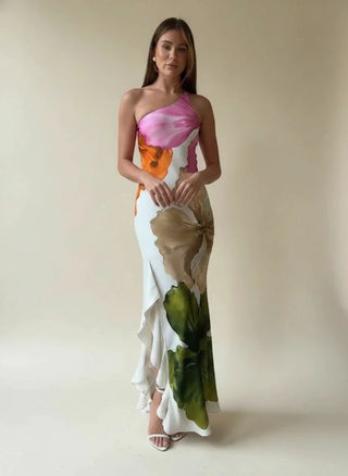Women's One-Shoulder Slip Maxi Dress