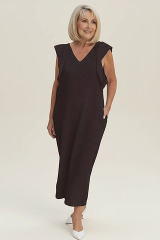 Women's Ruffle Sleeve Midi Dress