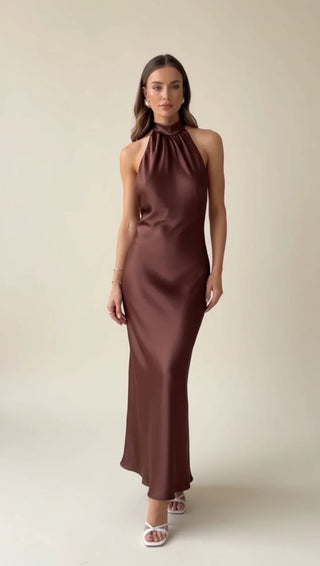 Women's Sleeveless Halter Maxi Dress