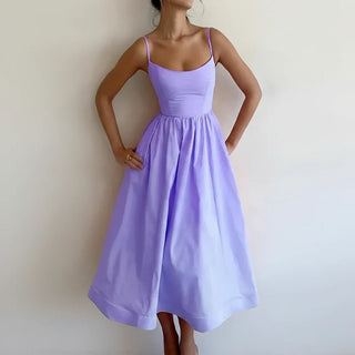 Women's Spaghetti Strap A-Line Midi Dress