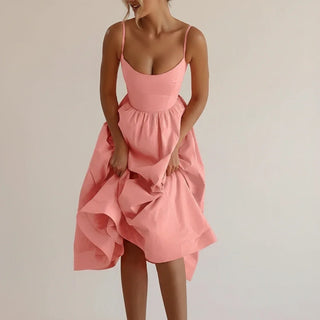 Women's Spaghetti Strap A-Line Midi Dress