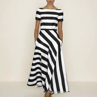 Women's Striped A-Line Midi Dress