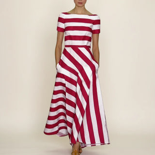 Women's Striped A-Line Midi Dress