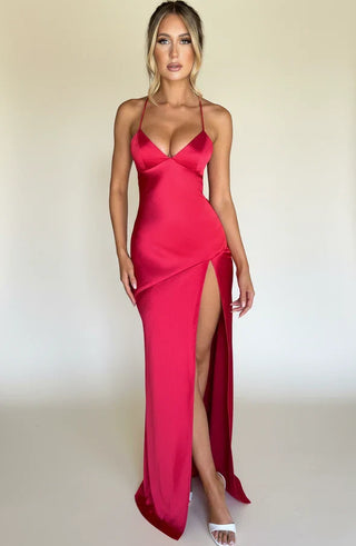 Women's Thigh-Slit Slip Maxi Dress