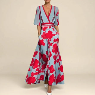 Women's V-Neck Wrap Maxi Dress