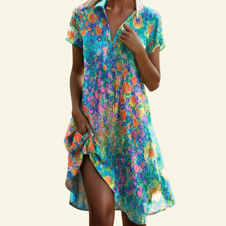 Women's Short Sleeve A-Line Mini Dress