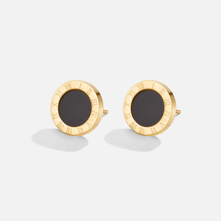 Azalea Black Button Stud Earrings