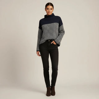 Women's Turtleneck Color Block Sweater