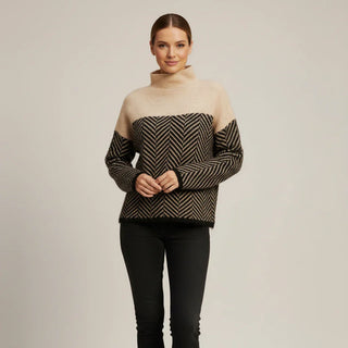Women's Turtleneck Color Block Sweater
