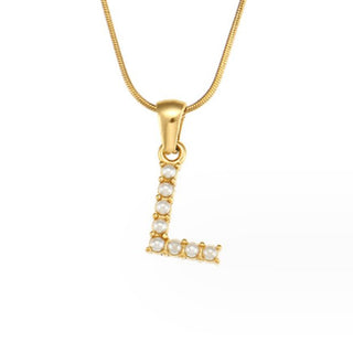 Letter Pearl Charm Necklace