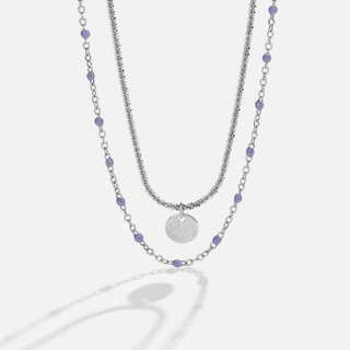 Lia Layered Silver Coin Bead Necklace