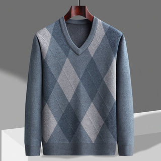 Men's Argyle V-Neck Sweater