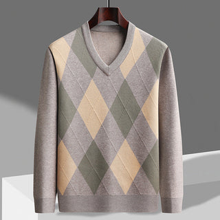 Men's Argyle V-Neck Sweater
