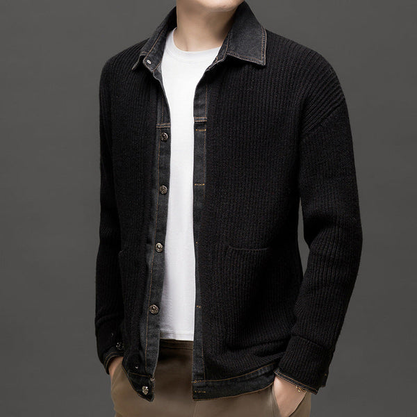 Men's Button-Down Denim Cardigan Sweater
