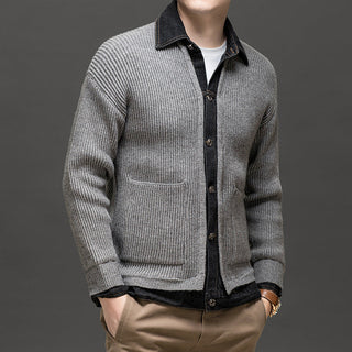 Men's Button-Down Denim Cardigan Sweater