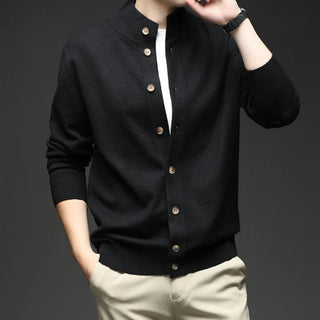 Men's Button-Down Ribbed Knit Sweater