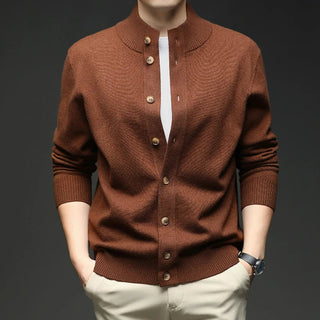 Men's Button-Down Ribbed Knit Sweater