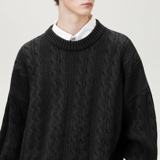 Men's Cable Knit Crew Neck Sweater