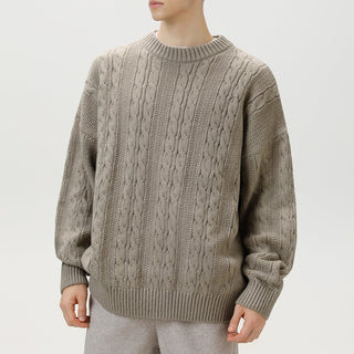 Men's Cable Knit Crew Neck Sweater