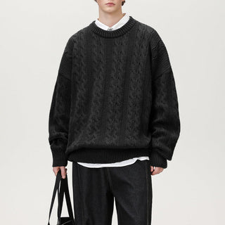 Men's Cable Knit Crew Neck Sweater