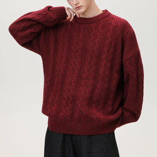 Men's Cable Knit Crew Neck Sweater