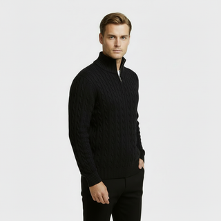 Men's Cable Knit Quarter Zip Sweater