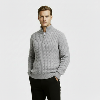 Men's Cable Knit Quarter Zip Sweater