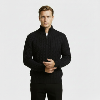 Men's Cable Knit Quarter Zip Sweater